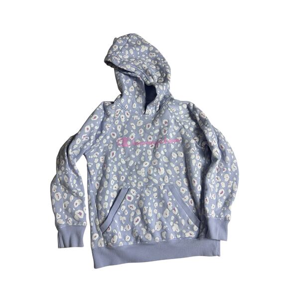 Champion Other - Girls Champion Hoodie Sz XS Purple Leopard Print Logo Pullover Sweatshirt